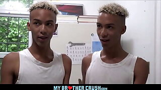 Hot Skinny Black Twink Identical Twin Brothers Diego And Dante Triptych With Black Stepbrother Eric Ford In Breeding Pantry